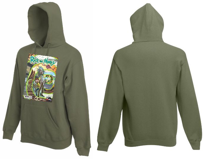 толстовка с карманом и капюшоном байка худи с печатью картинки рик и морти