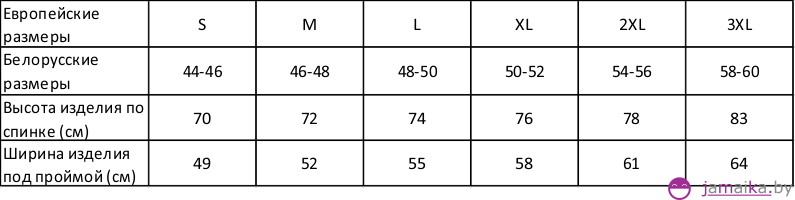 таблица размеров мужских маек